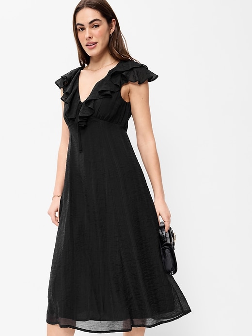 Image number 3 showing, Ruffle-Sleeve Fit & Flare Midi Dress