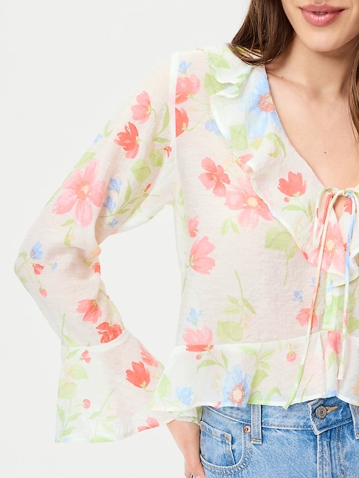 Image number 4 showing, Bell-Sleeve Ruffle Top