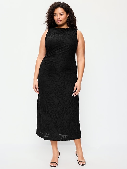 Image number 6 showing, Side-Drape Jersey Jaquard Midi Dress