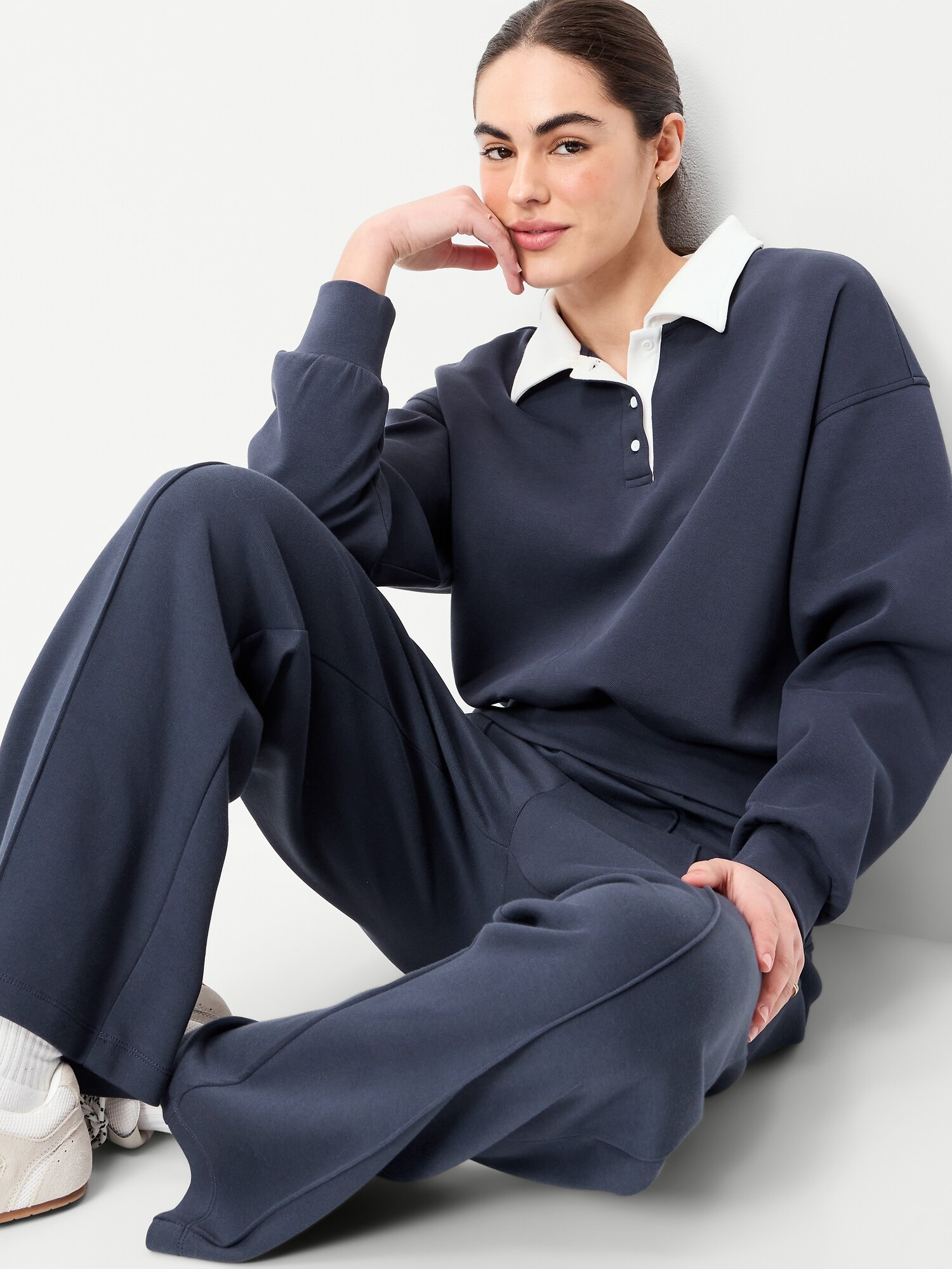 Женская рубашка-поло Old Navy Dynamic Fleece из пике, цвет: Сумеречный тёмно-синий — фото 3