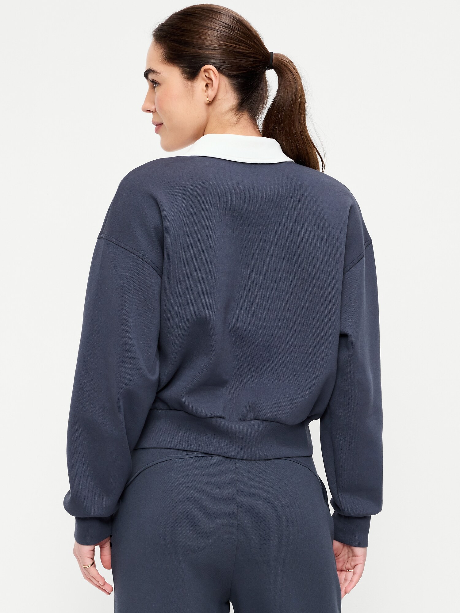 Женская рубашка-поло Old Navy Dynamic Fleece из пике, цвет: Сумеречный тёмно-синий — фото 2