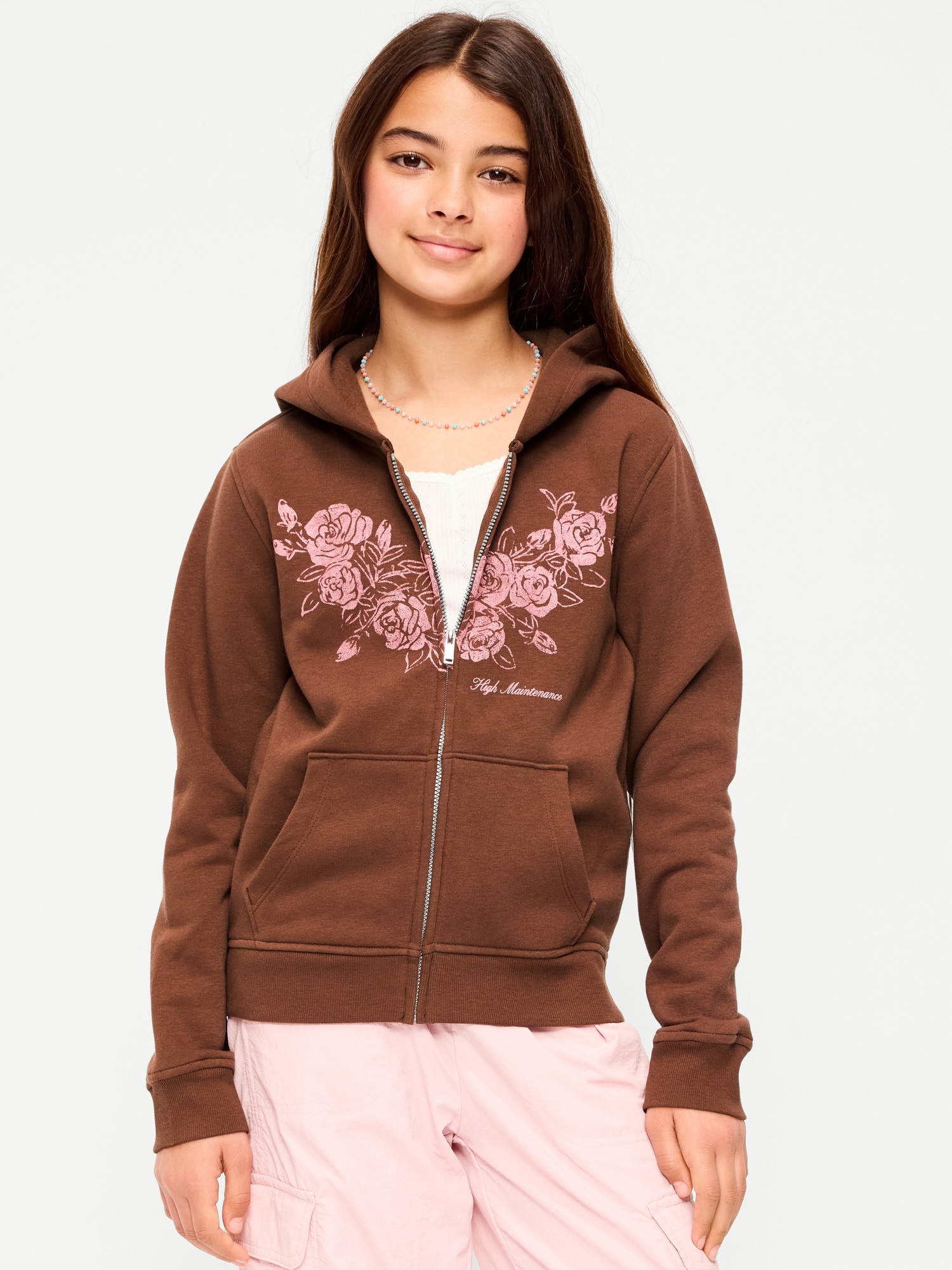 Fitted Long-Sleeve Graphic Hoodie for Girls