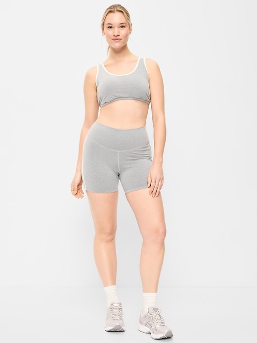 Image number 4 showing, High-Waisted PowerChill Side-Stripe Biker Shorts -- 5-inch inseam