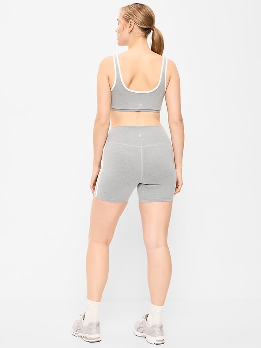 Image number 5 showing, High-Waisted PowerChill Side-Stripe Biker Shorts -- 5-inch inseam