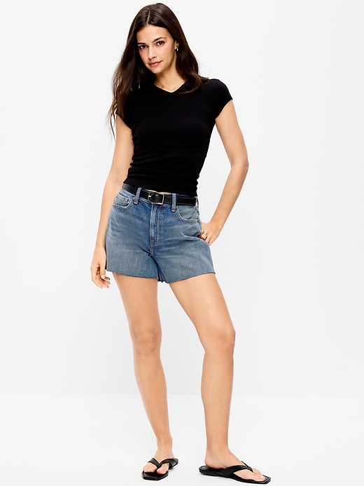 Image number 1 showing, High-Waisted OG Jean Cut-Off Shorts -- 4-inch inseam