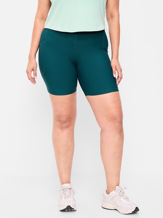 Image number 1 showing, High-Waisted PowerSoft Biker Shorts -- 8-inch inseam