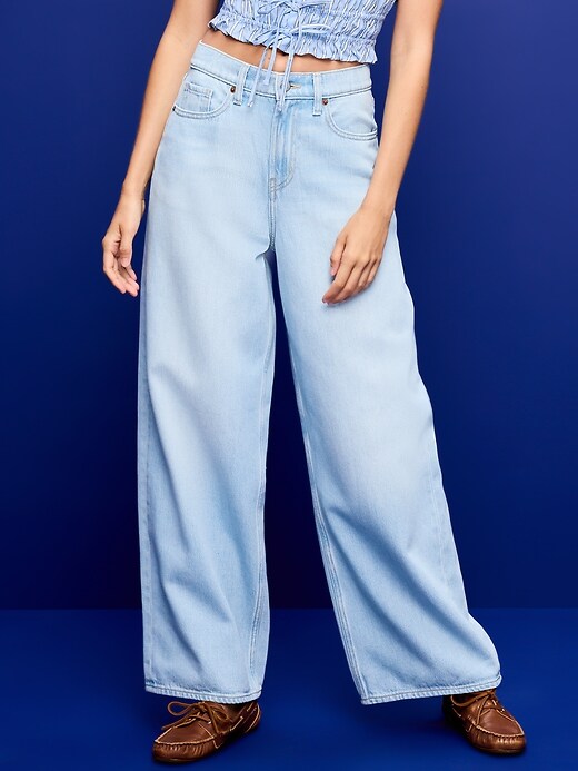 Image number 2 showing, High-Waisted Baggy Wide-Leg Jeans
