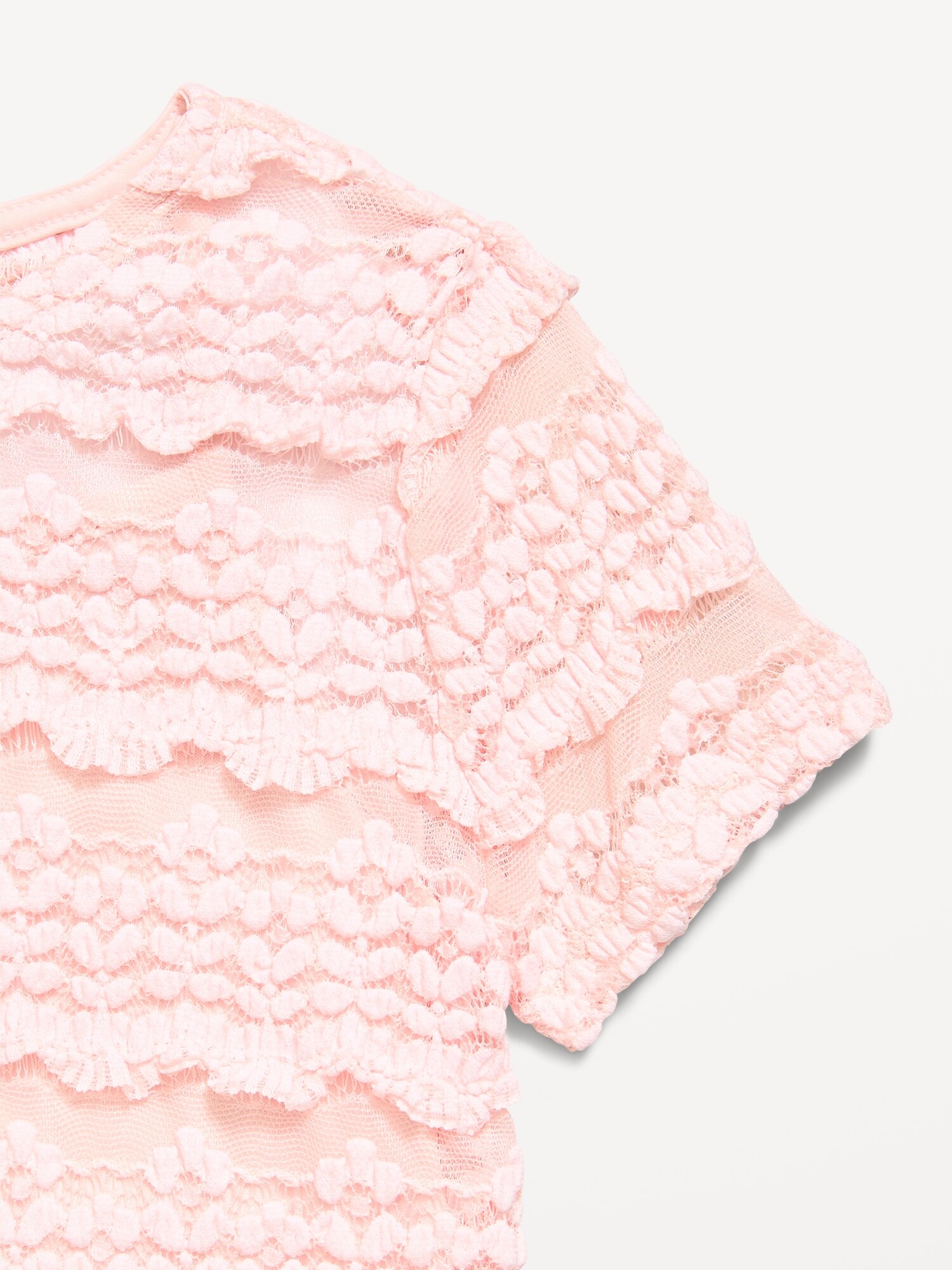 Топ Old Navy 2-in-1 Short-Sleeve Cami Lace Top для девочек, цвет: Пастельный розовый — фото 4