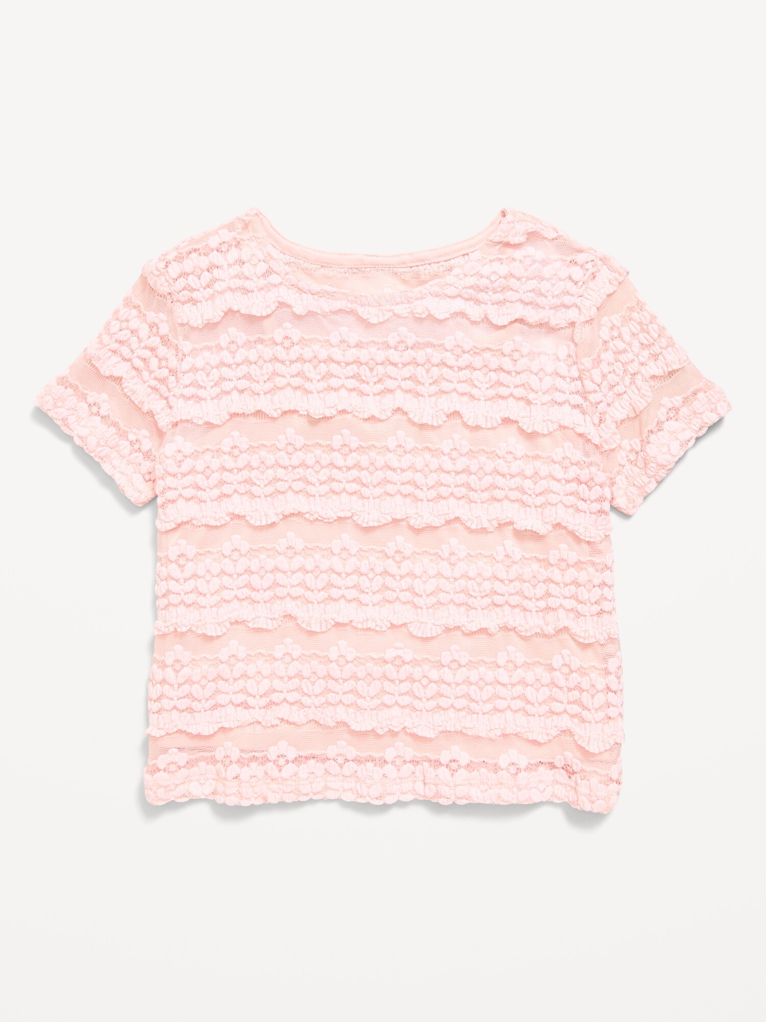 Топ Old Navy 2-in-1 Short-Sleeve Cami Lace Top для девочек, цвет: Пастельный розовый — фото 2