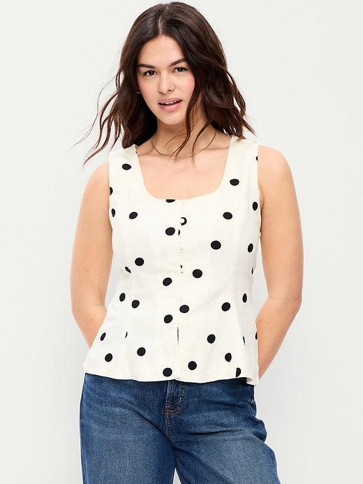 Image number 3 showing, Button-Down Linen Blend Top