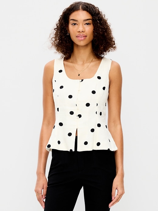 Image number 1 showing, Button-Down Linen Blend Top
