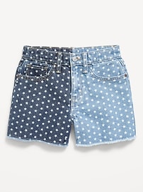Image number 4 showing, High-Waisted Two-Tone Frayed-Hem Jean Shorts for Girls