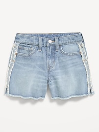 Image number 1 showing, Extra High-Waisted Frayed-Hem Jean Shorts for Girls