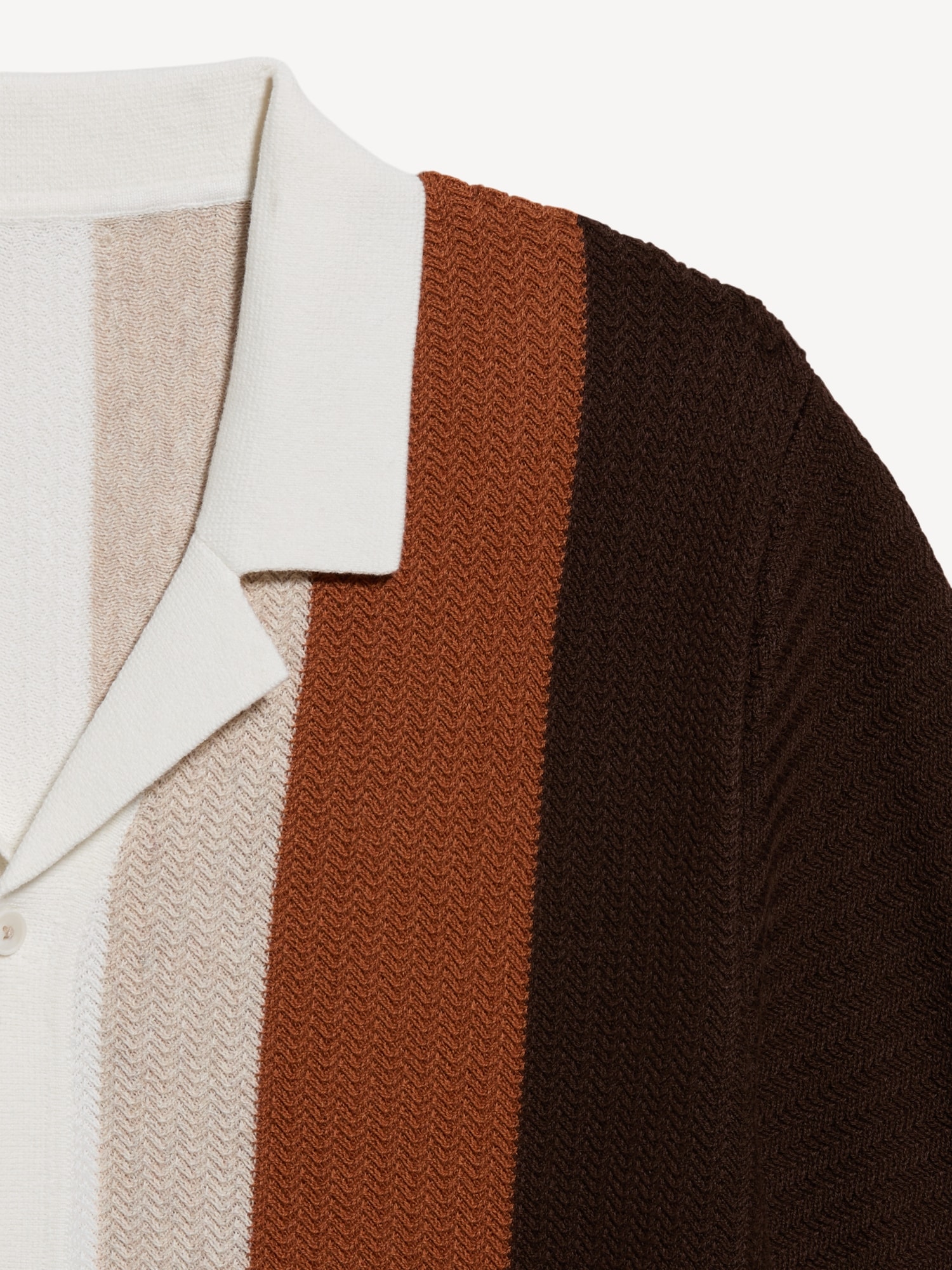 Short-Sleeve Striped Camp Sweater Shirt