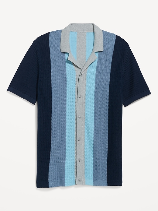 Image number 4 showing, Short-Sleeve Striped Camp Sweater Shirt