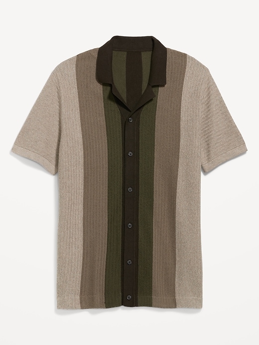 Image number 3 showing, Short-Sleeve Striped Camp Sweater Shirt