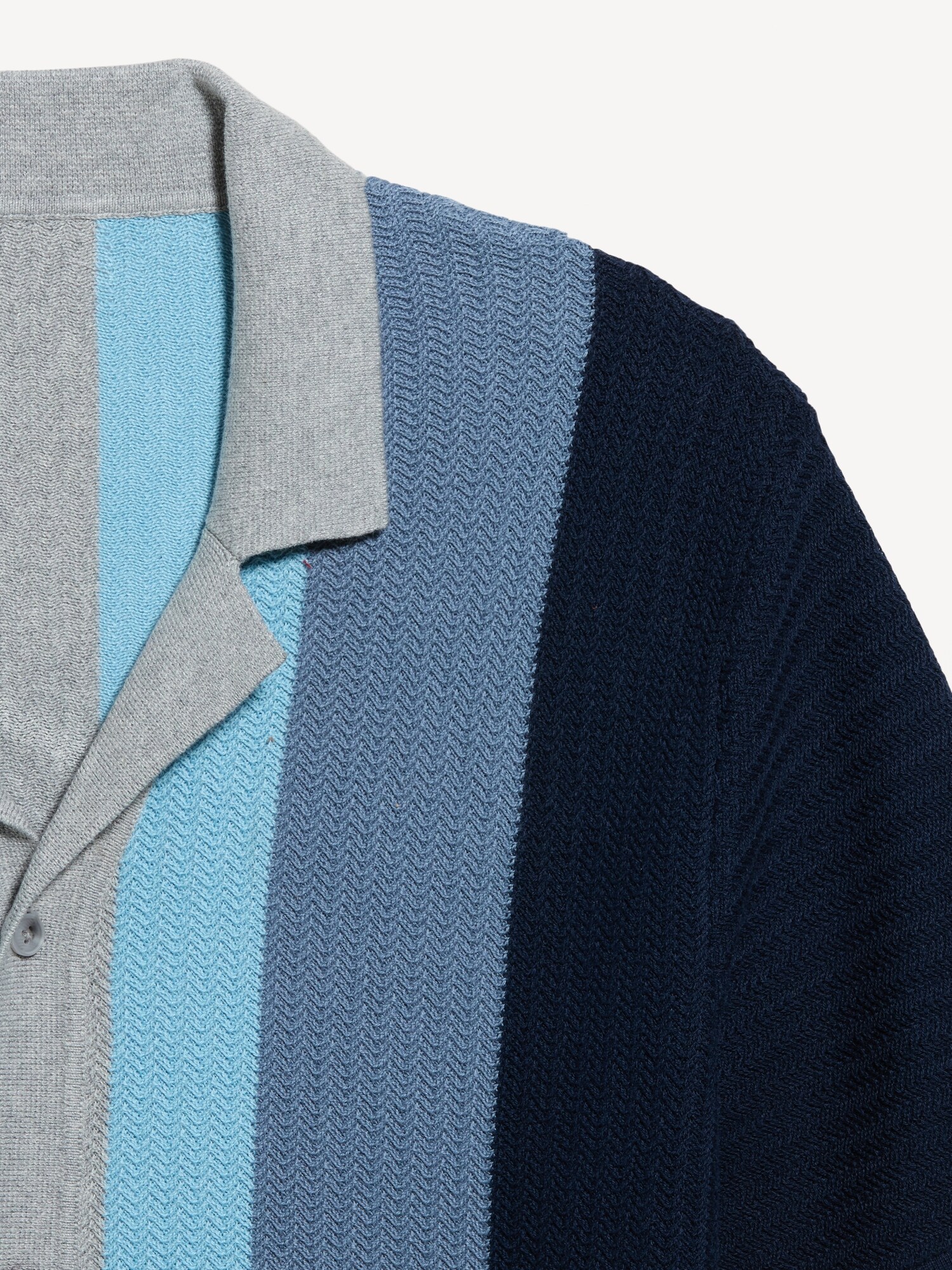 Мужской свитер Old Navy Short-Sleeve Striped Camp Sweater Shirt, цвет: Тёмно-синий — фото 5