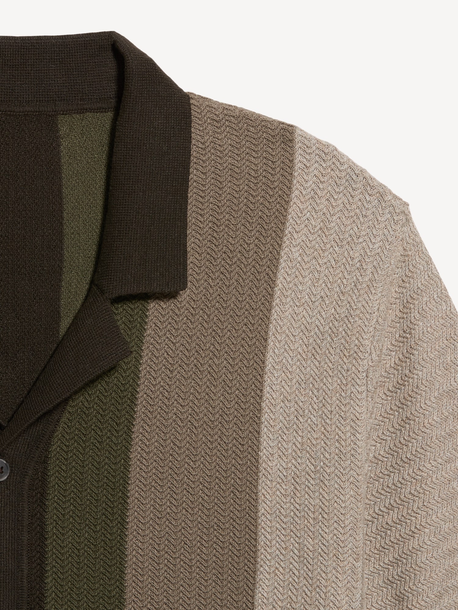 Short-Sleeve Striped Camp Sweater Shirt