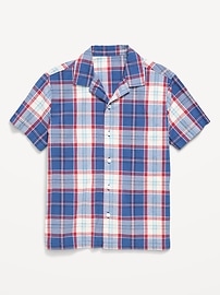 Image number 1 showing, Short-Sleeve Plaid Poplin Shirt for Boys