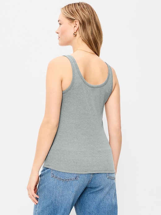 Image number 6 showing, First-Layer Ribbed Scoop-Neck Tank Top