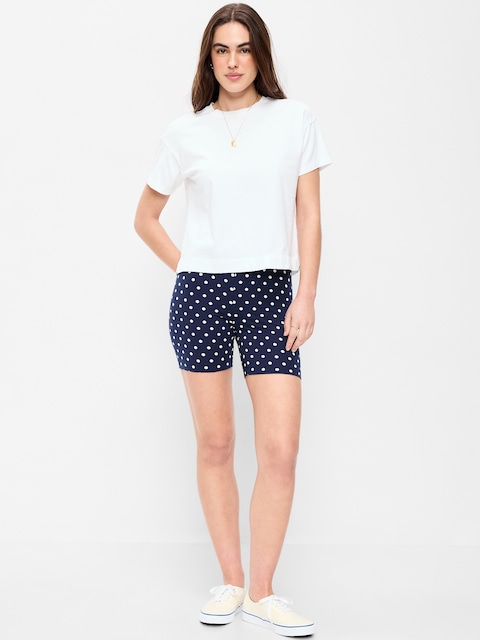 High-Waisted Jersey Biker Shorts -- 6-inch inseam