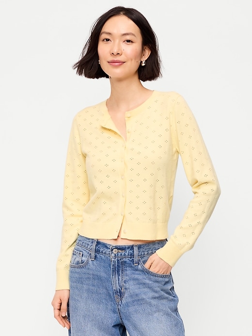 Image number 1 showing, SoSoft Lite Cropped Pointelle Cardigan