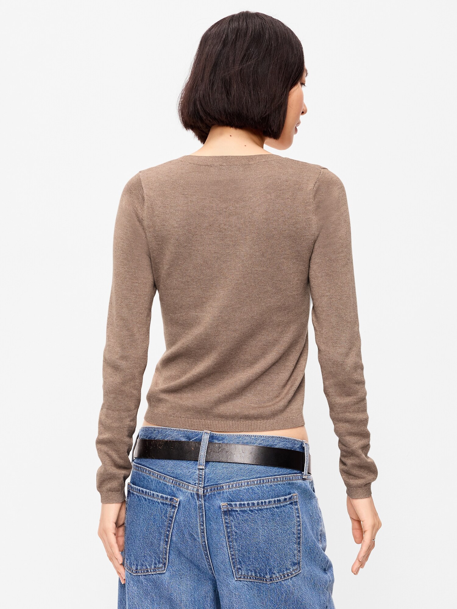 Женский свитер Old Navy Fitted Scoop-Neck Cropped Jersey Sweater, цвет: Меланжевый — фото 2