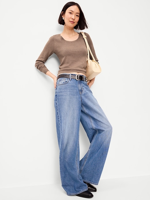 Image number 3 showing, Fitted Scoop-Neck Cropped Jersey Sweater