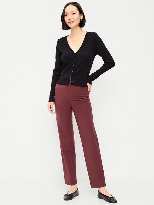 Image number 1 showing, High-Waisted Pixie Straight Pants