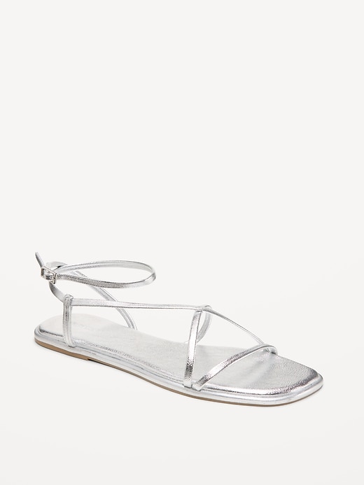 Image number 1 showing, Strappy Faux-Leather Sandals