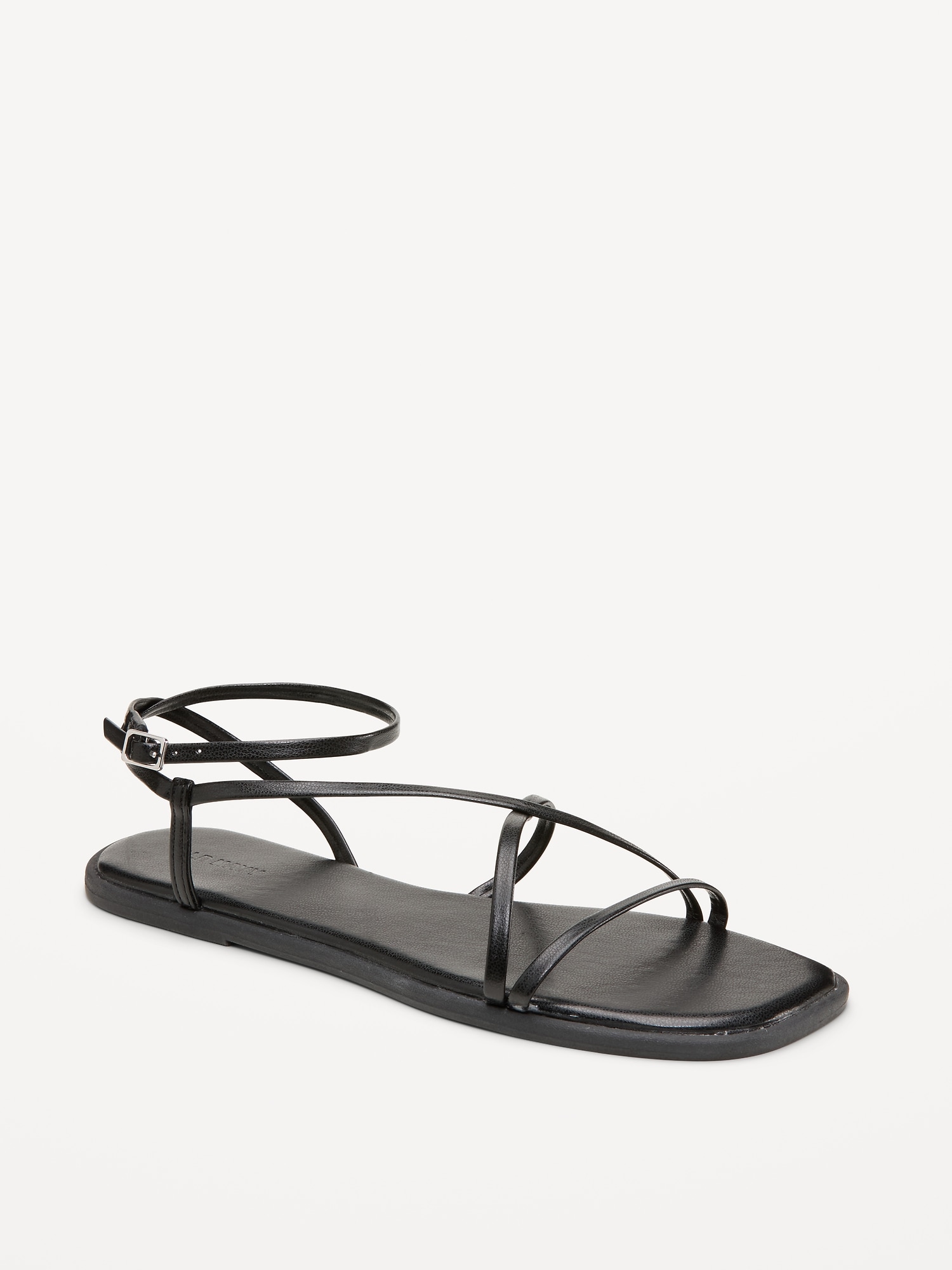 Женские сандалии Old Navy Strappy Faux-Leather, цвет: Чёрный