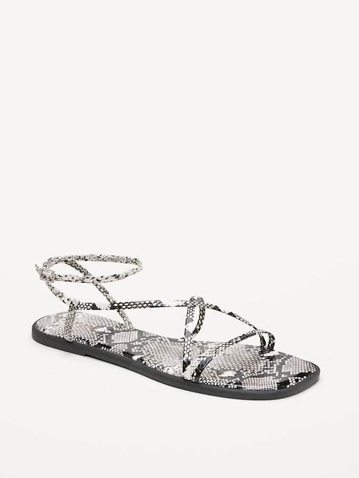 Image number 1 showing, Strappy Faux-Leather Sandals