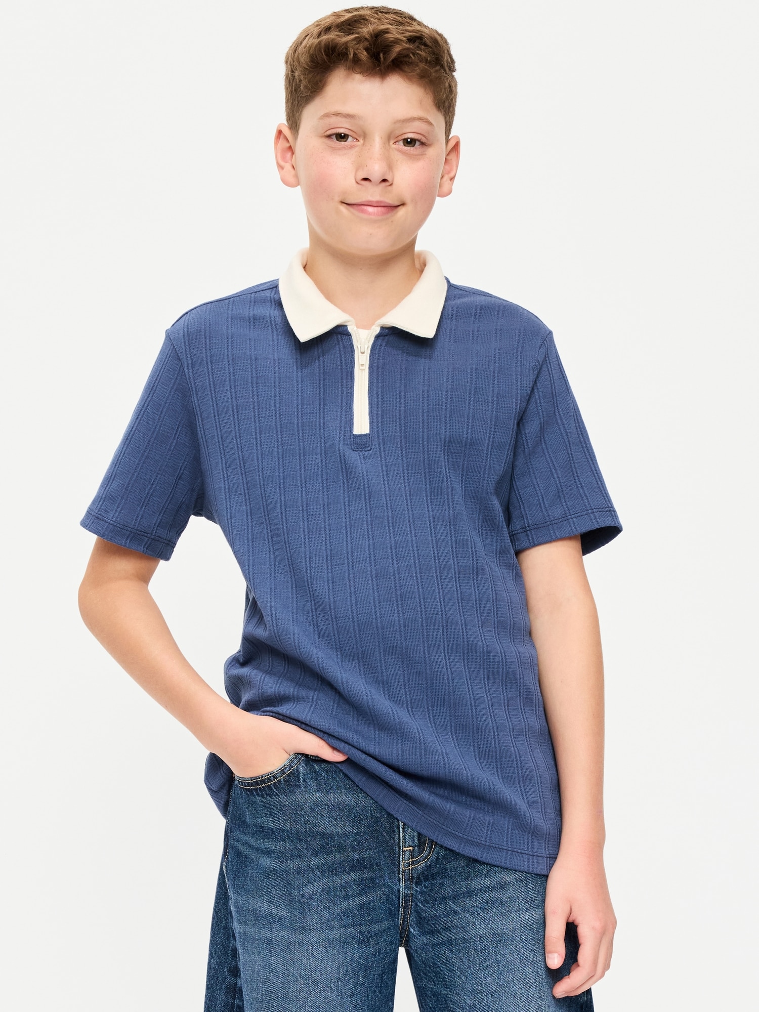 Short-Sleeve Quarter-Zip Polo Shirt for Boys