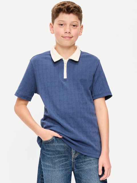 Short-Sleeve Quarter-Zip Polo Shirt for Boys
