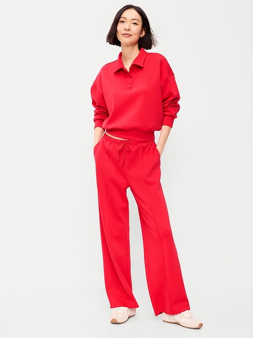 Image number 1 showing, High-Waisted Dynamic Fleece Textured Wide-Leg Sweatpants