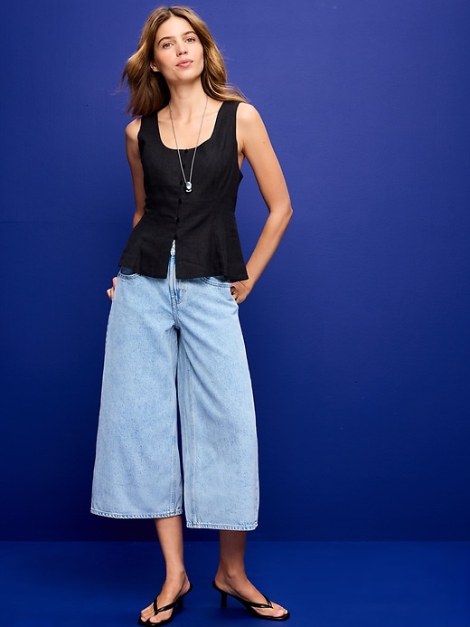 Image number 1 showing, Mid-Rise Baggy Cropped Jeans
