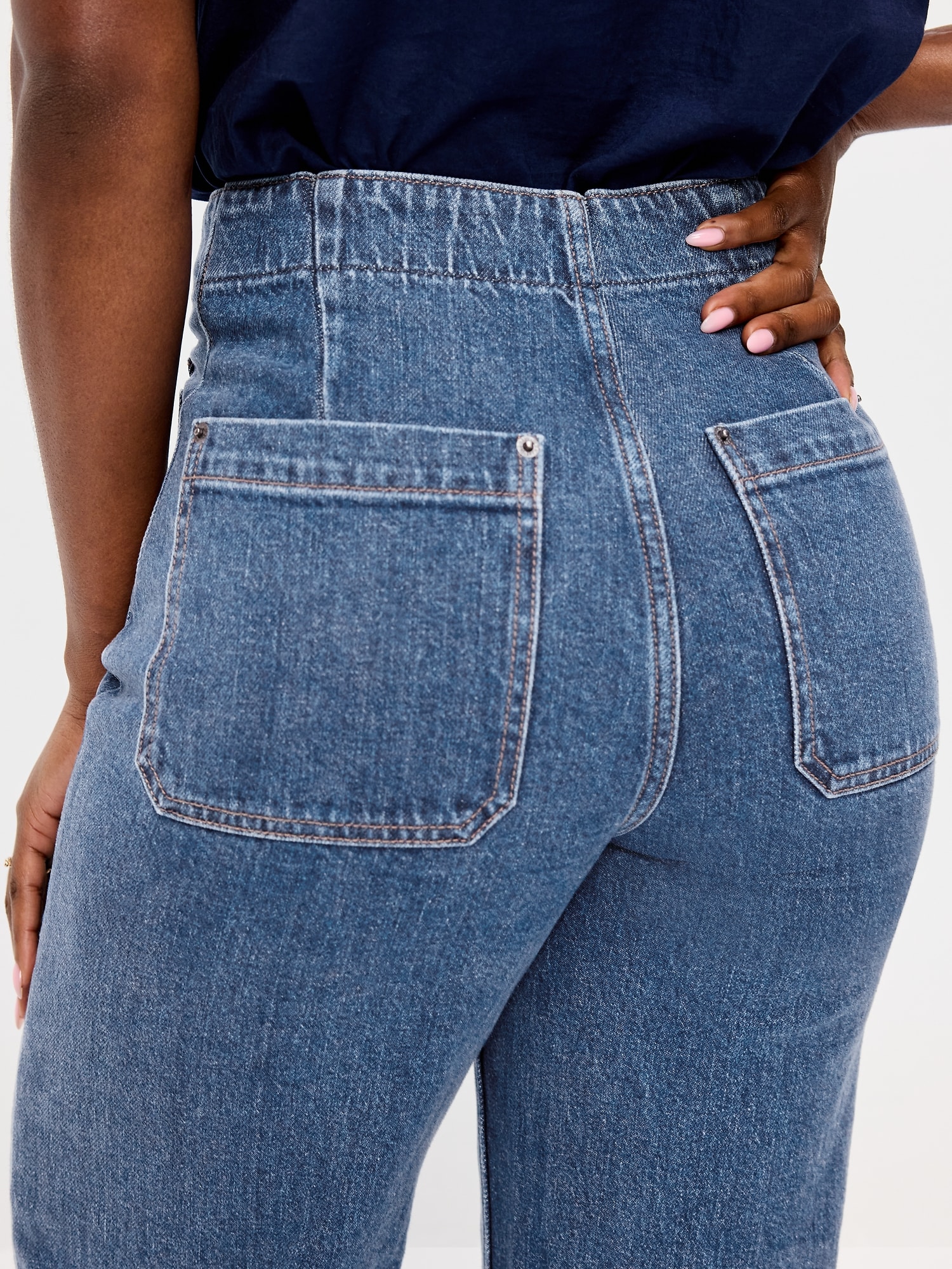 Curvy Extra High-Waisted Cuffed Wide-Leg Jeans