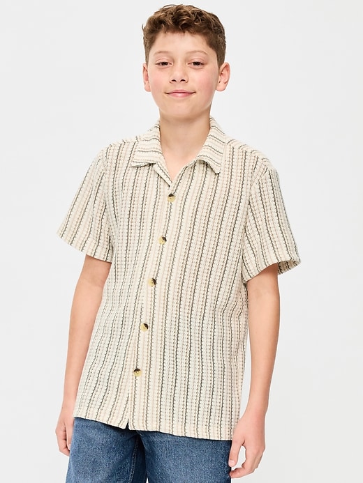 Image number 1 showing, Oversized Short-Sleeve Sweater-Knit Shirt for Boys
