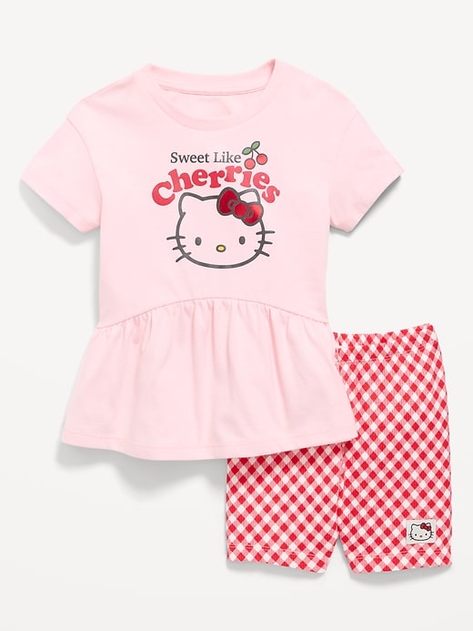 Image number 1 showing, Hello Kitty® Short-Sleeve Graphic T-Shirt and Biker Shorts Set for Toddler Girls