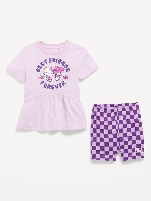 Image number 2 showing, Hello Kitty® Short-Sleeve Graphic T-Shirt and Biker Shorts Set for Toddler Girls