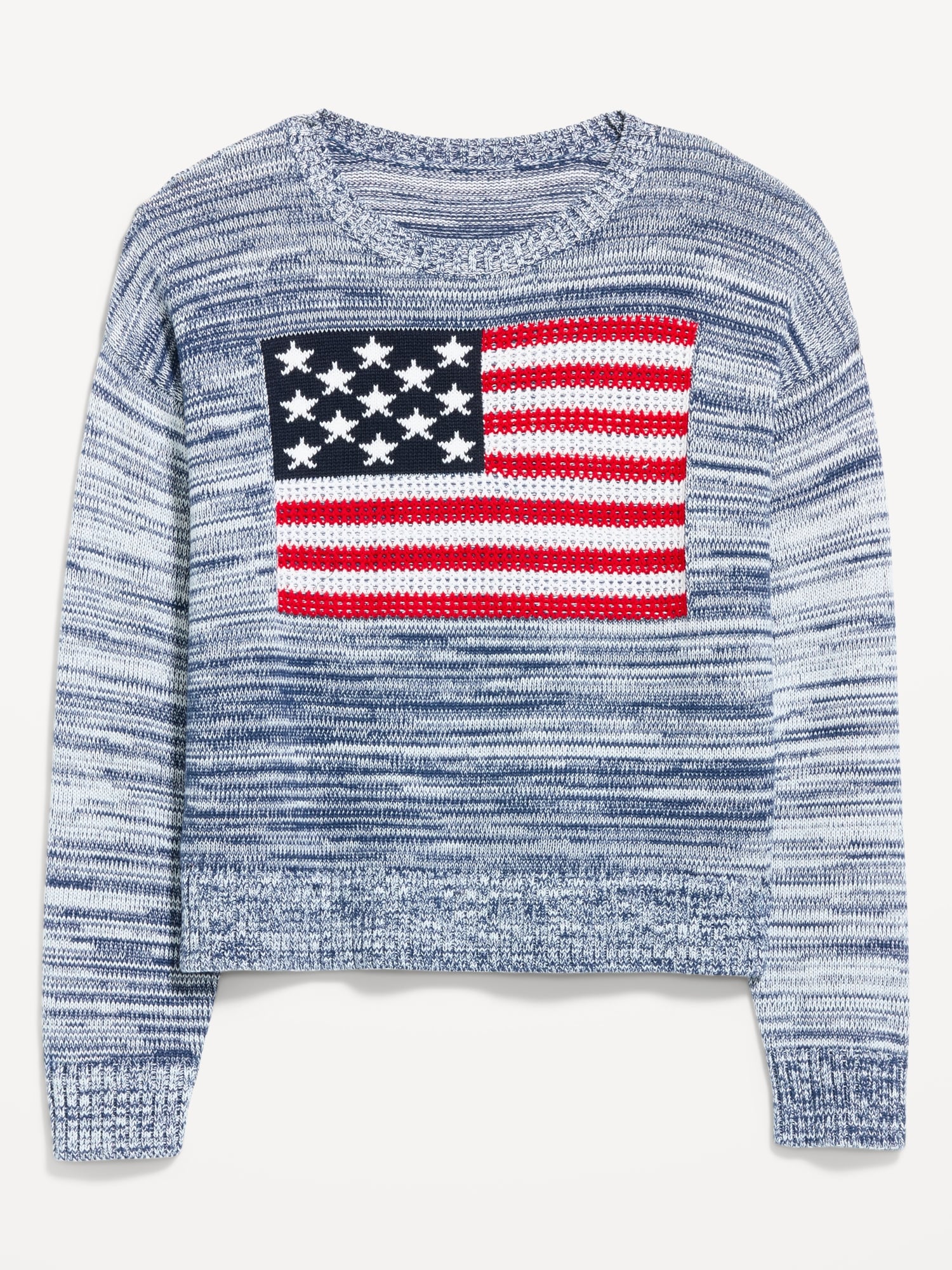 Seaside Cotton Long-Sleeve Flag Sweater