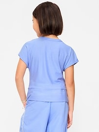 Image number 2 showing, CloudMotion Short-Sleeve Front-Knot T-Shirt for Girls