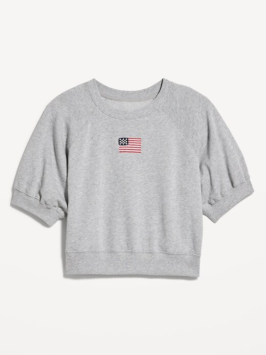 Image number 2 showing, Short-Sleeve Cropped Raglan Sweatshirt