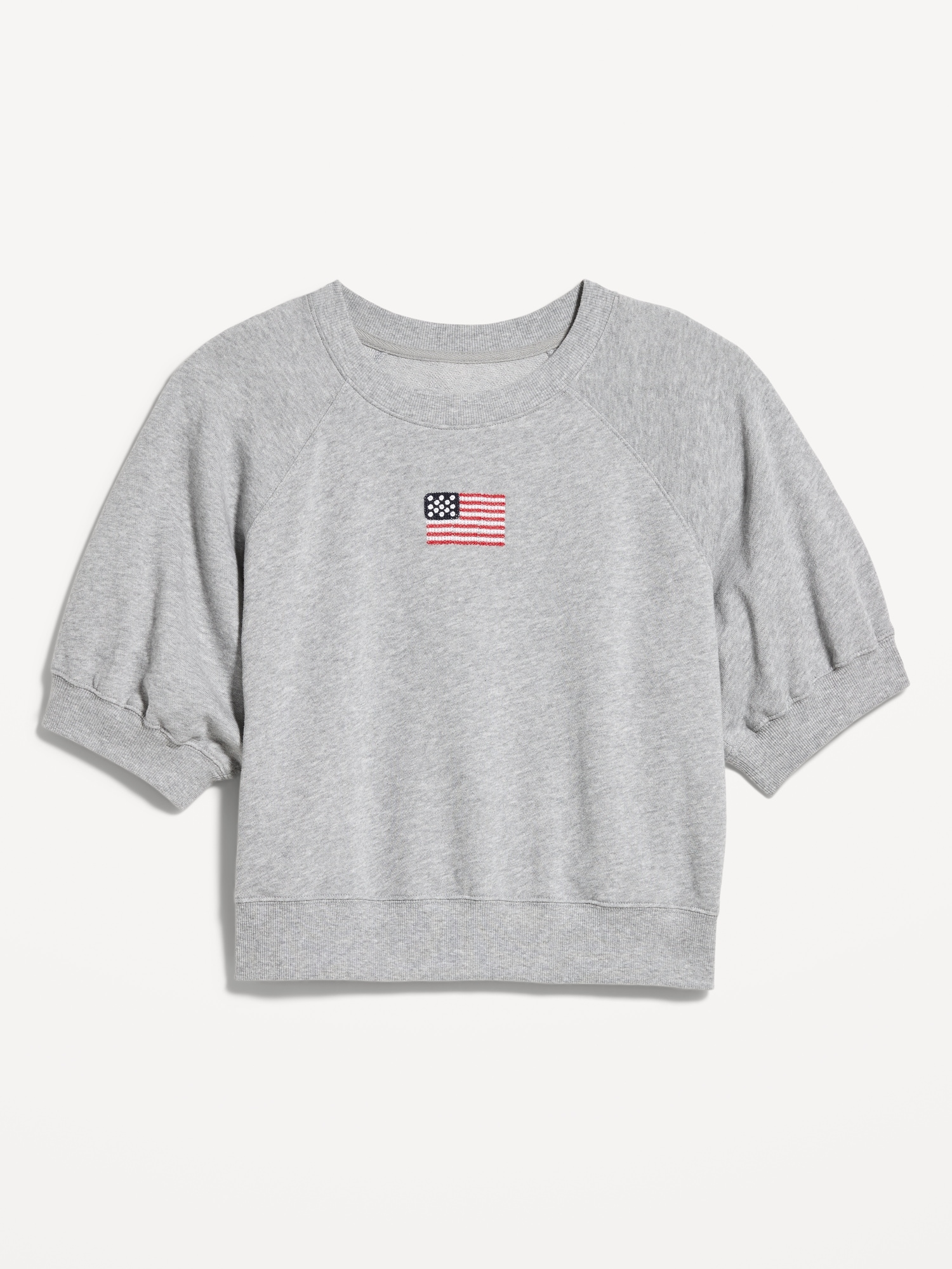 Short-Sleeve Cropped Raglan Sweatshirt