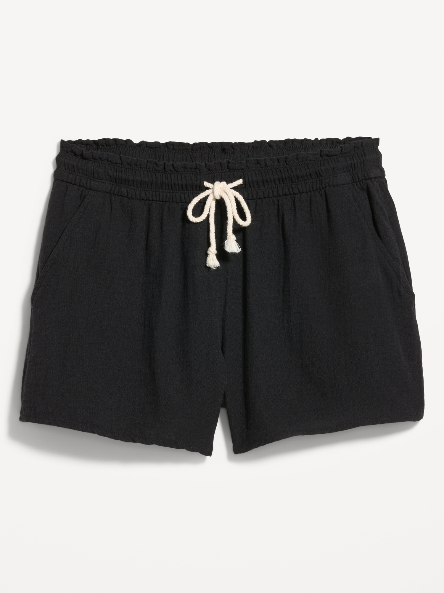 High-Waisted Crinkle Gauze Shorts