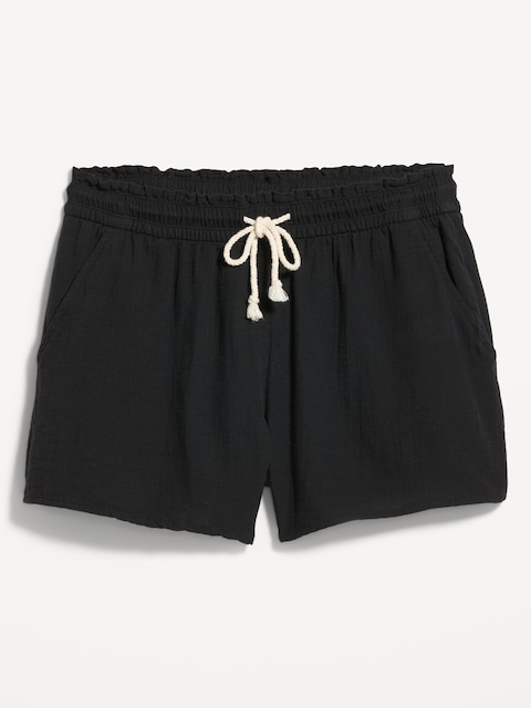 High-Waisted Crinkle Gauze Shorts