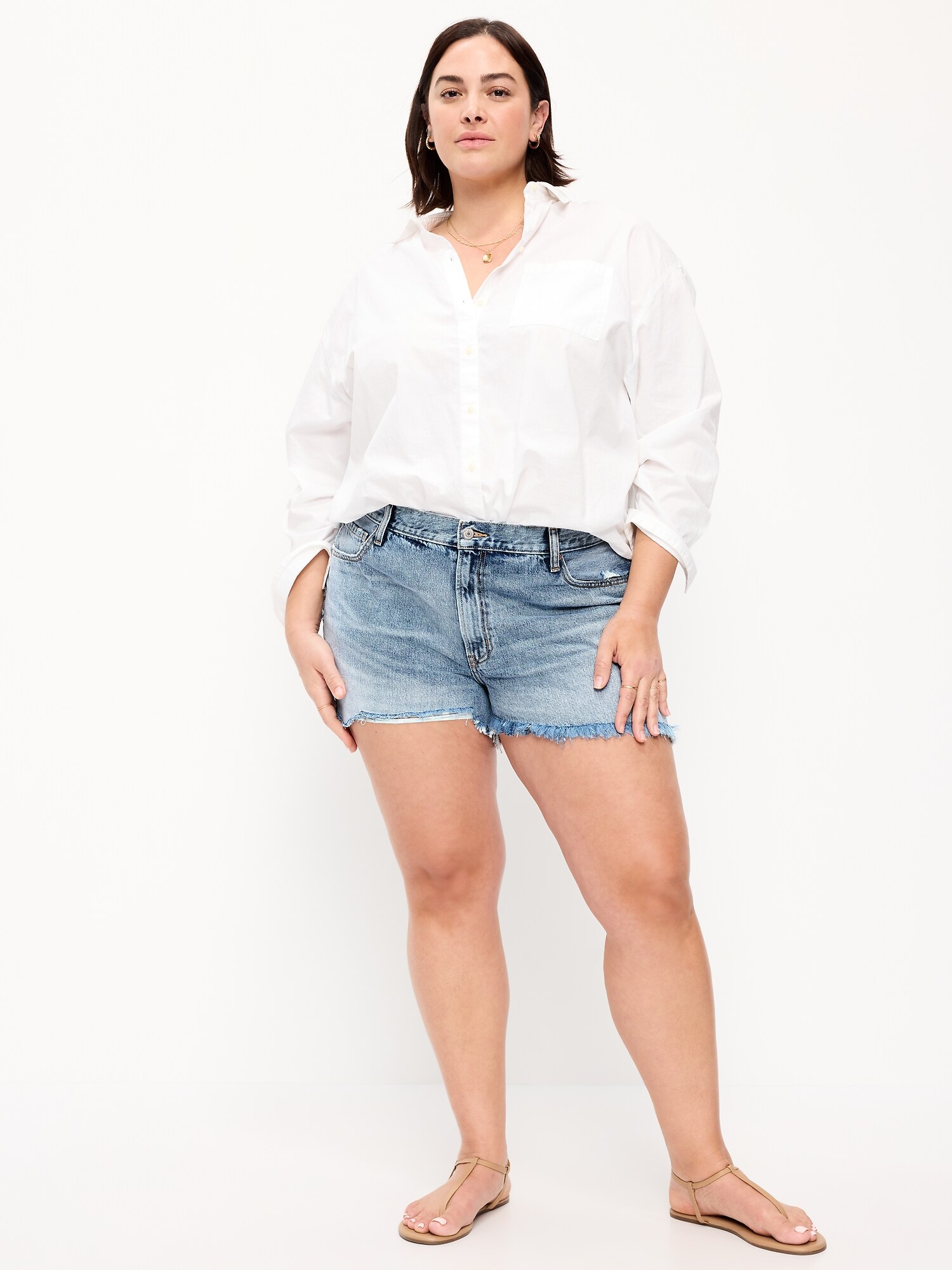 Женские шорты Old Navy High-Waisted OG Cut-Off Jean Shorts -- 4-inch inseam, цвет: Bambi — фото 4