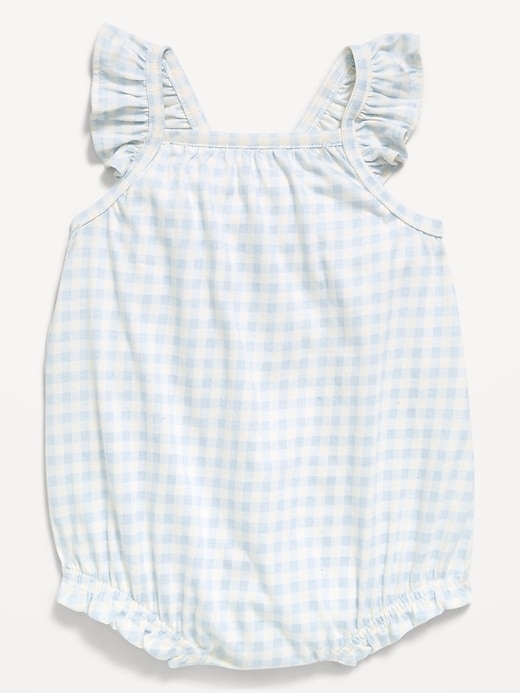 Image number 1 showing, Printed Sleeveless Ruffle-Trim Romper for Baby