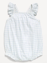 Image number 1 showing, Printed Sleeveless Ruffle-Trim Romper for Baby