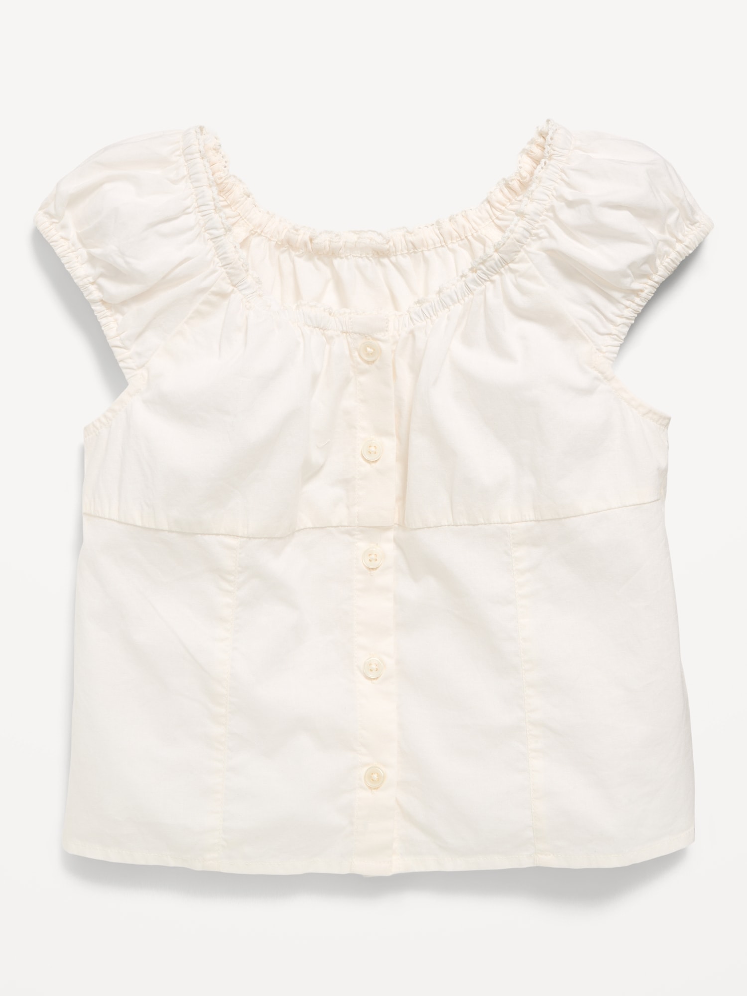 Fitted Button-Front Poplin Top for Girls